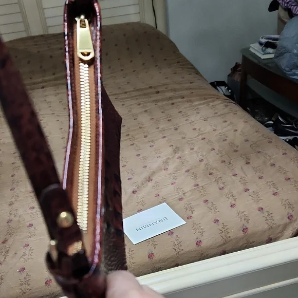 Brahmin Croc-Embossed Shoulder Bag in Rich Brown - Picture 6 of 13